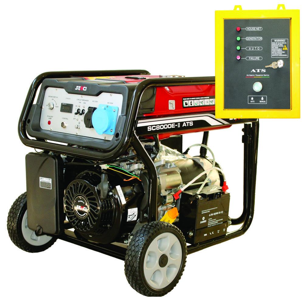 generator curent monofazic senci sc-8000-ats putere max. 7.0 kw 230v 50 hz avr panou ats motor benzina