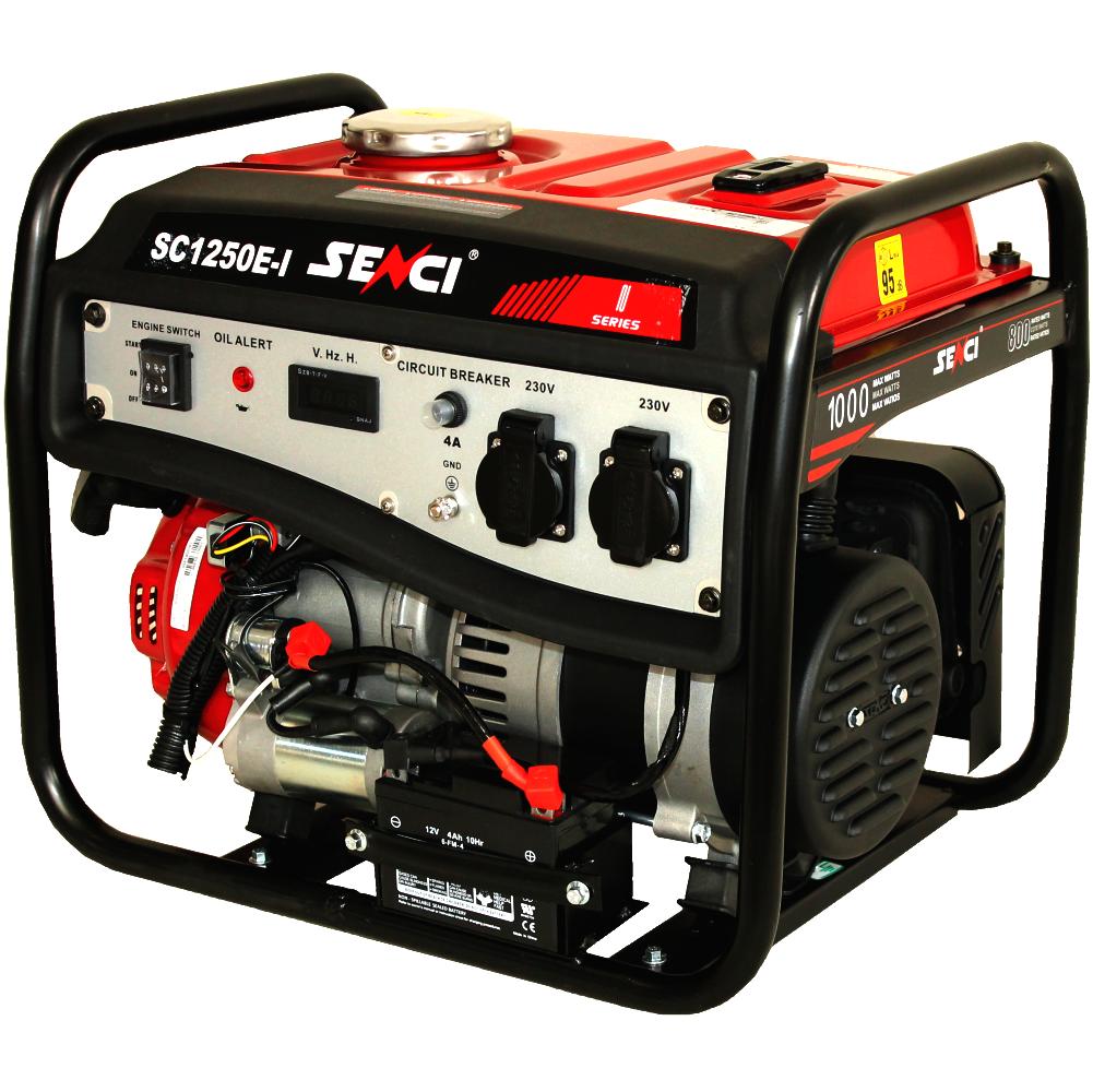 generator curent monofazic senci sc-1250e putere max. 1.0 kw 230v 50 hz avr demaror electric motor benzina