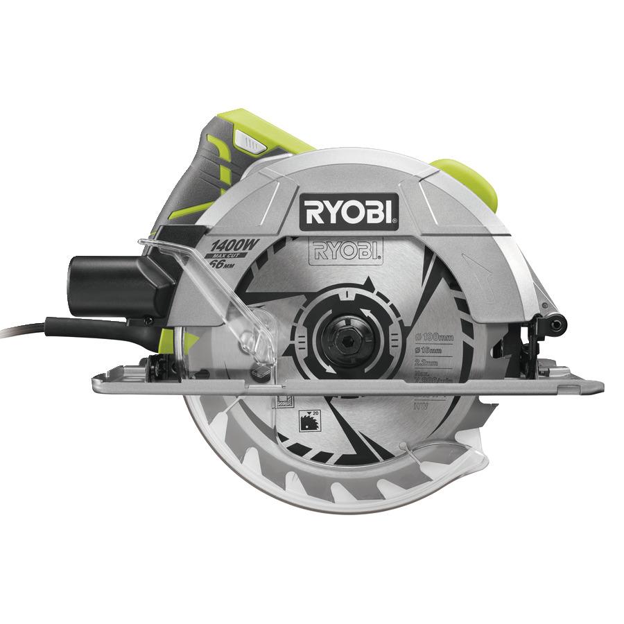 rcs1400-g fierastrau circular ryobi 1400w disc 190 x 16mm laser adancime de taiere 66 mm 1 x panza tct cu 20 dinti